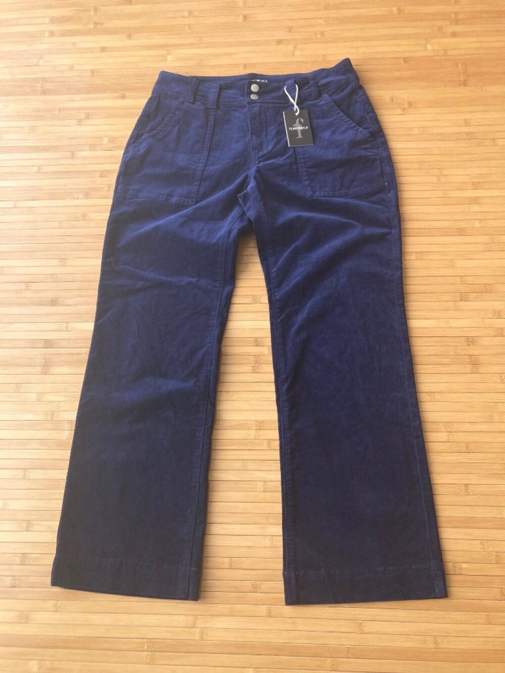 Flamingals Straight Leg Corduroy Pants Jeans Stretch Womens XXL Navy Blue NWT